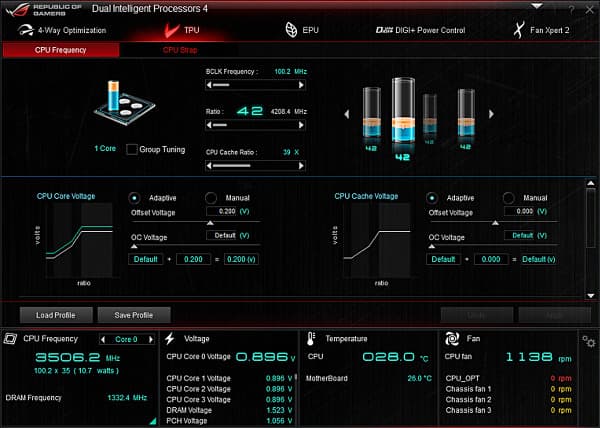 Панель настройки TPU на материнской плате Asus Maximus VI Hero