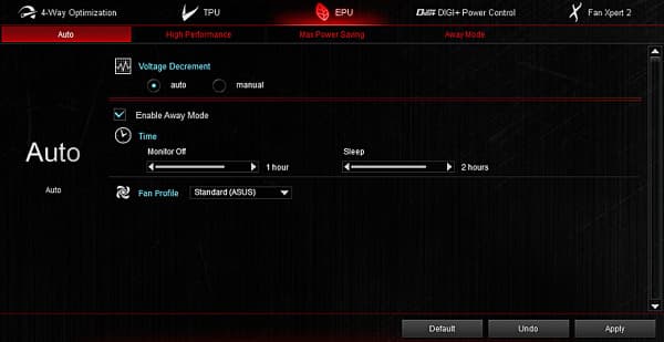 Панель настройки EPU на материнской плате Asus Maximus VI Hero