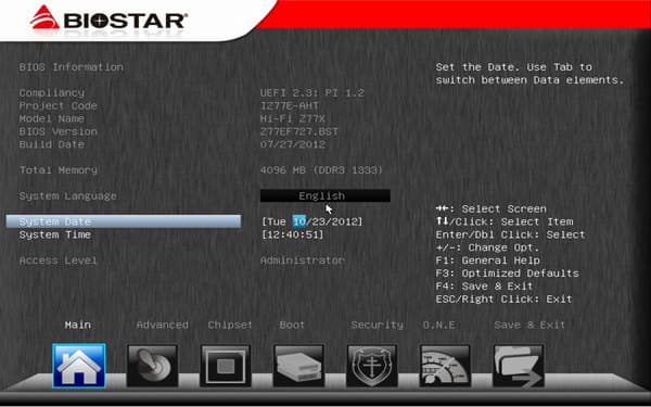 BIOS материнской платы Biostar Hi-Fi Z77X