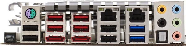 Разъемы задней панели платы ECS P67H2-A2