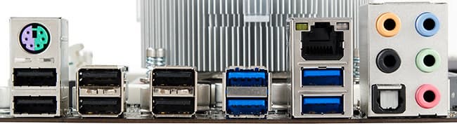 Системная плата ECS X79R-AX Deluxe, разъемы задней панели