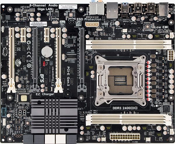 Системная плата ECS X79R-AX Deluxe, вид сверху