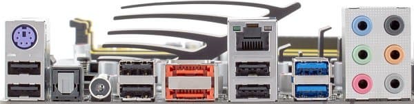 Разъемы задней панели платы Foxconn P67A-S