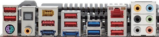 Разъемы задней панели платы Gigabyte Z68X-UD4-B3