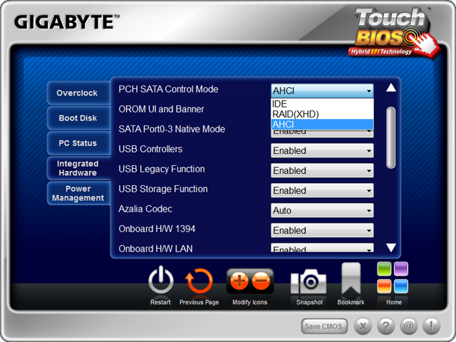 Интерфейс Touch BIOS на плате Gigabyte Z68X-UD4-B3
