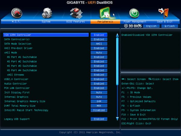 BIOS материнской платы Gigabyte Z77X-UP5 TH