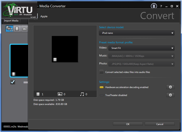 Профиль кодирования видео в CyberLink MediaEspresso