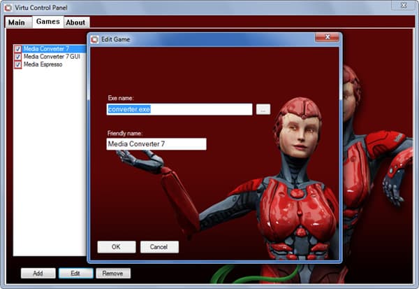 Редактирование и добавление приложений в список исключений