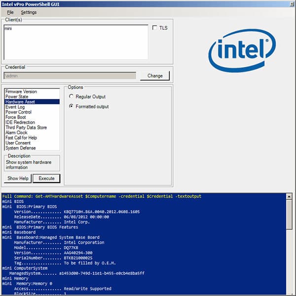Intel vPro PowerShell GUI