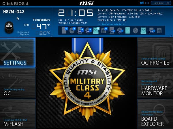 BIOS материнской платы MSI H87M-G43 BIOS материнской платы MSI H87M-G43