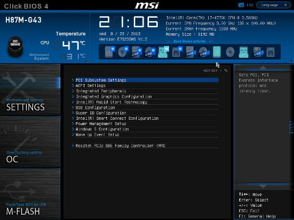 BIOS материнской платы MSI H87M-G43 BIOS материнской платы MSI H87M-G43