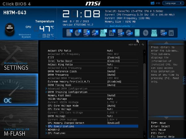 BIOS материнской платы MSI H87M-G43 BIOS материнской платы MSI H87M-G43
