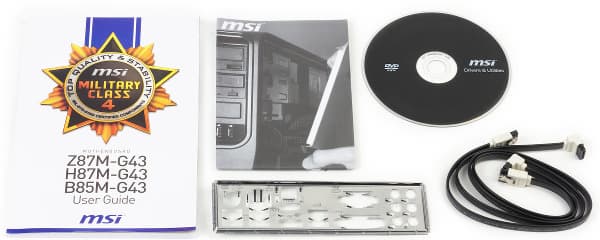 Комплект поставки материнской платы MSI H87M-G43 Комплект поставки материнской платы MSI H87M-G43