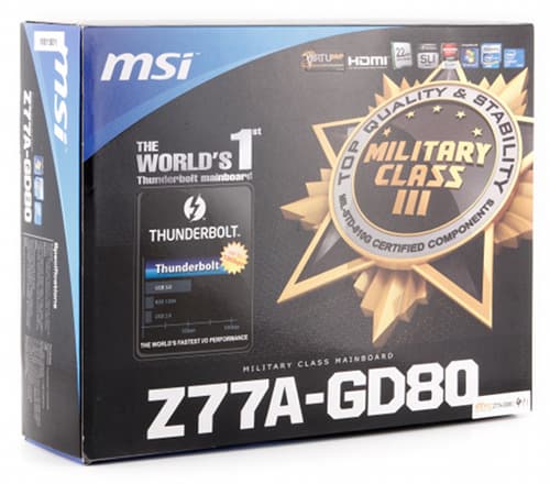 Упаковка материнской платы MSI Z77A-GD80