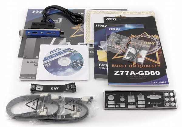 Комплект поставки материнской платы MSI Z77A-GD80