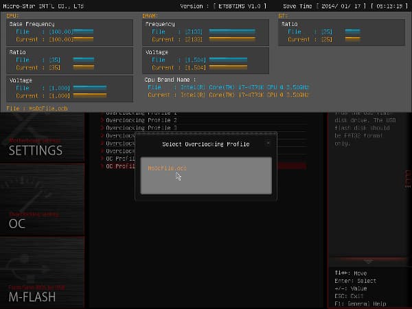 BIOS материнской платы MSI Z87I Gaming AC