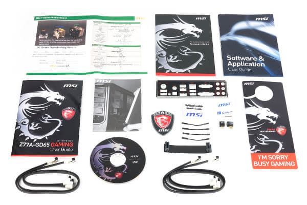 Комплект поставки материнской платы MSI Z77A-GD65 Gaming