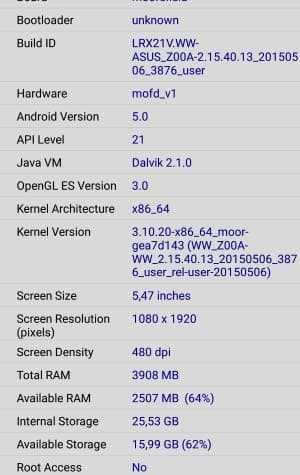 Операционная система Asus Zenfone 2 ZE551ML