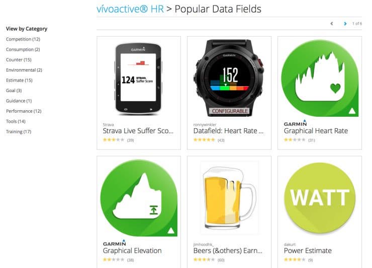 Снимок экрана Garmin vivoactive HR