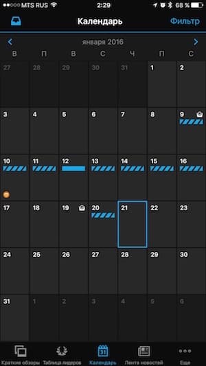 Скриншот мобильного приложения Garmin Connect