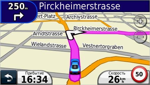 Режим навигации на Garmin nuvi