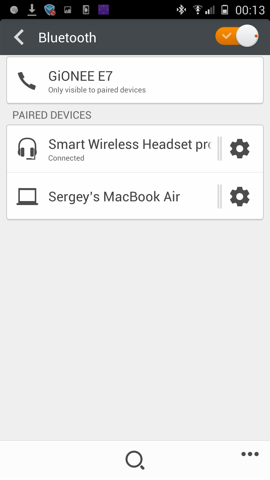 Обзор Gionee Elife E7. Скриншоты. Bluetooth