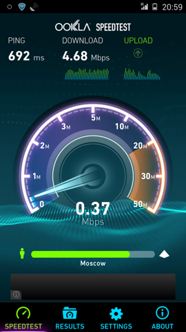 Обзор Gionee Elife E7. Скриншоты. Скорость 3G