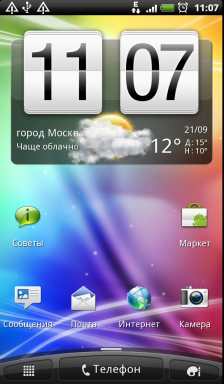 Обзор HTC Evo 3D. Скриншоты. Первая вкладка основного экрана