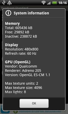 HTC Rhyme системные параметры