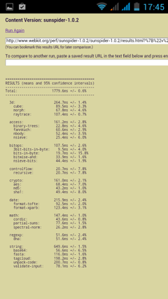 Обзор Huawei Hero 3. Скриншоты. SunSpider