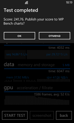 Обзор Huawei W2. Скриншоты. WP Bench Free