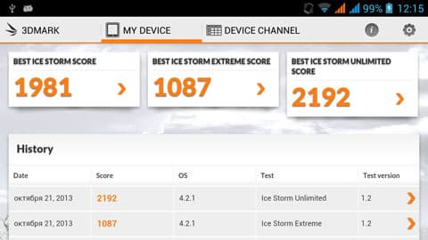 Обзор Iconbit Mercury XL. Скриншоты. 3DMark, Ice Storm