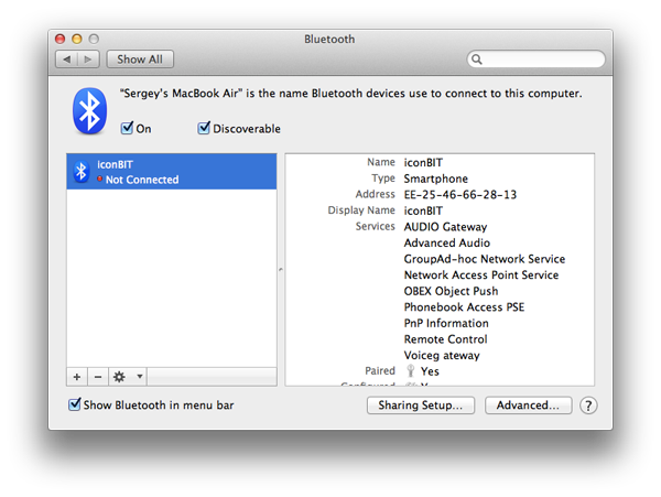 Профили Bluetooth
