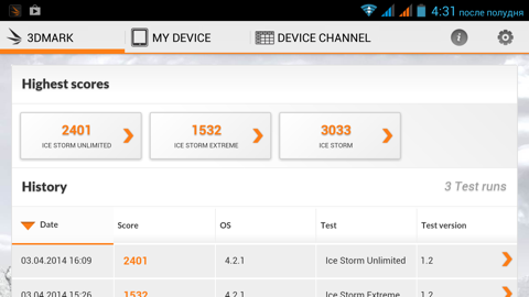 Обзор iRu M506. Скриншоты. 3DMark, Ice Storm