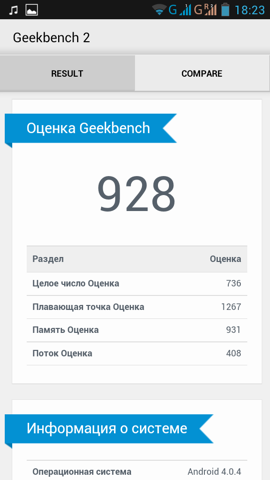 Обзор Lenovo S720. Скриншоты. Geekbench 2