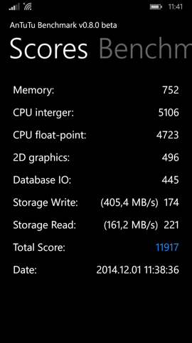 Обзор Nokia Lumia 735. Скриншоты. AnTuTu