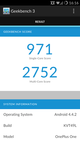 Обзор OnePlus One. Скриншоты. GeekBench 3
