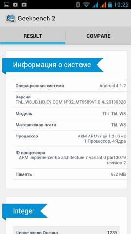 Обзор ThL W8. Скриншоты. Geekbench 2