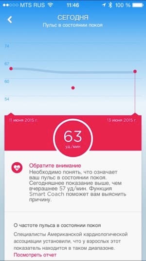 Скриншот приложения Jawbone Up