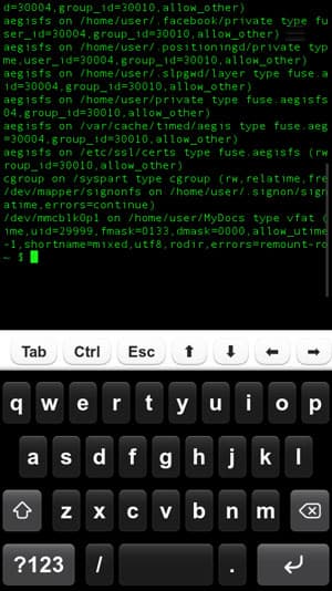 Терминал в смартфоне Nokia N9