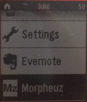 Скриншот с умных часов Pebble