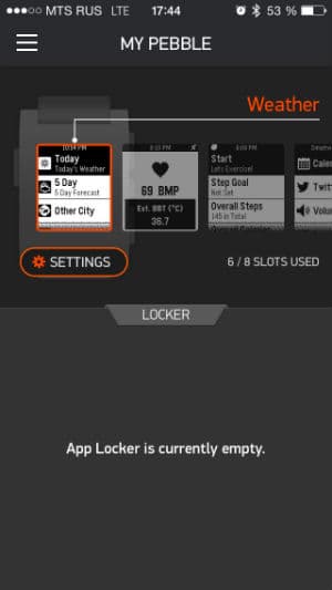 iOS-приложение для умных часов Pebble