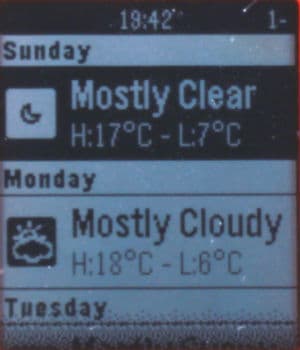 Скриншот с умных часов Pebble