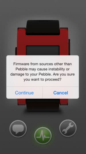 Скриншот с умных часов Pebble