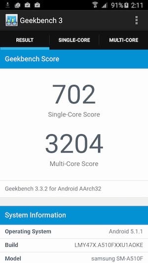 Скриншот смартфона Samsung Galaxy A5 2016