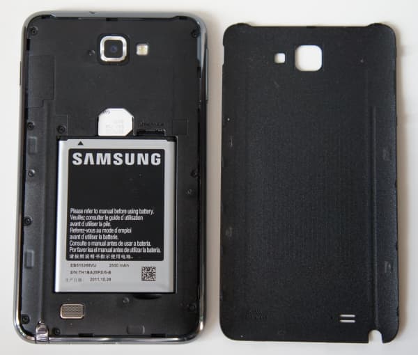 Galaxy Note со снятой крышкой