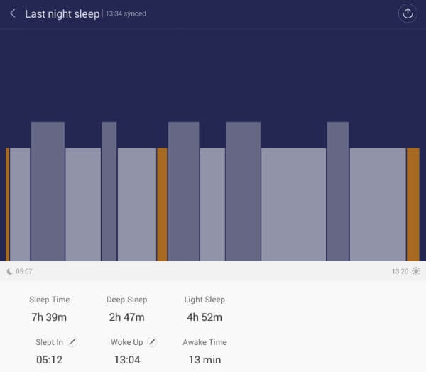 Скриншот приложения Xiaomi Mi Band