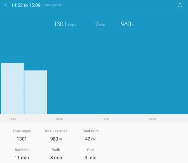 Скриншот приложения Xiaomi Mi Band