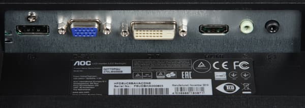 ЖК-монитор AOC q2770Pqu, разъемы