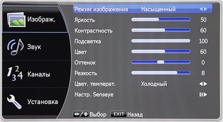 ЖК-монитор BenQ E24-5500, меню